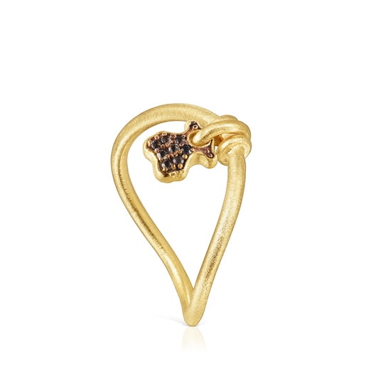 Anillo oso con baño de oro 18 kt sobre plata y cuarzo Luah