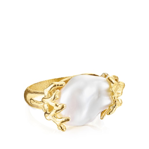 Silver vermeil Oceaan Color Ring with pearls