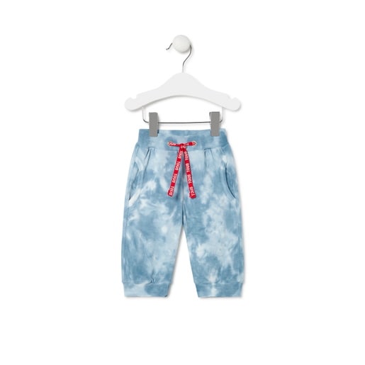 Girl's tie-dye cotton joggers in Casual blue