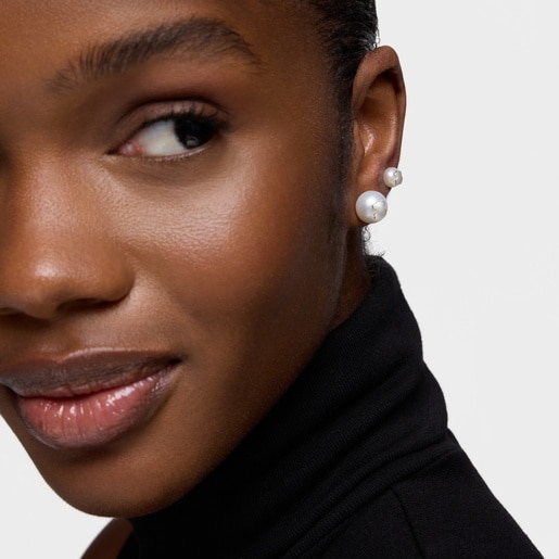 10.5 mm silver and cultured pearl Earrings TOUS Icon Pearl