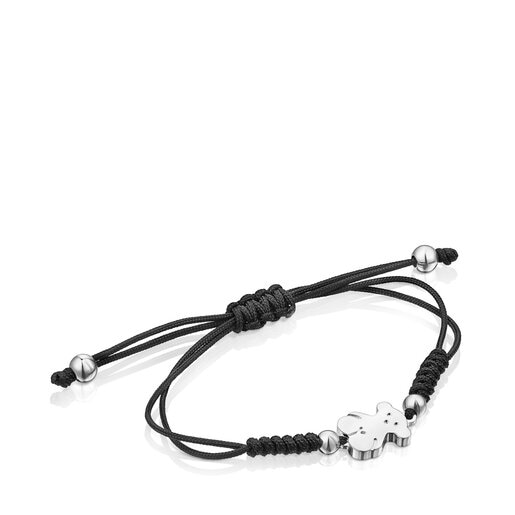 Silver and black Cord Sweet Dolls bear Bracelet