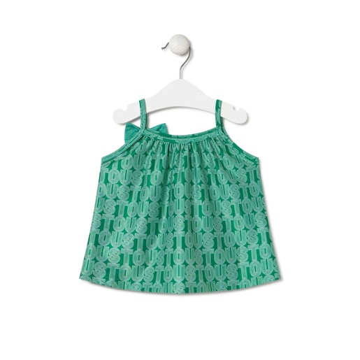 Girls spaghetti strap dress in Line green
