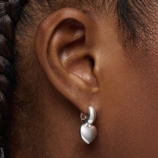 Aretes aro de plata motivo corazón TOUS Flechazo