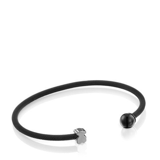 Pulsera esclava de acero negro y ojo de halcón Icon Mesh