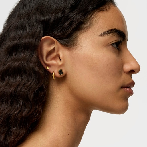 Vermeil Silver TOUS Color Earrings with faceted onyx
