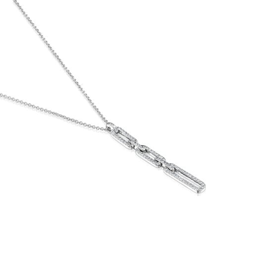Short oval Necklace in white gold with diamonds Les Classiques