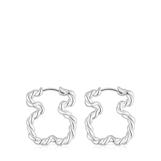 Twisted Earrings with bear silhouette