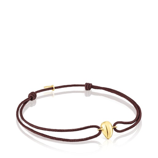 Bracelet larme en or et cordon marron TOUS Balloon