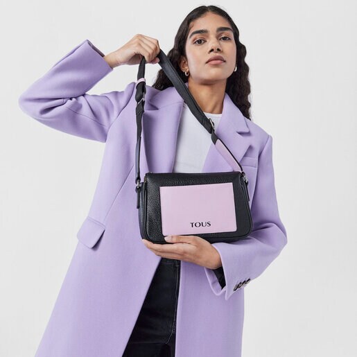 תיק צד TOUS Empire קטן מעור בצבעי שחור וסגול