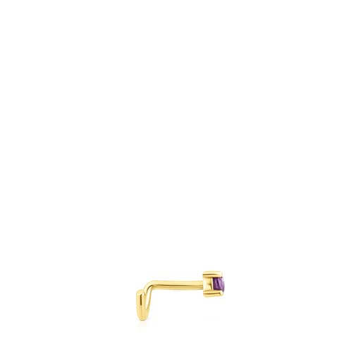 Gold-colored IP steel TOUS St. Tropez Steel Nose piercing with amethyst