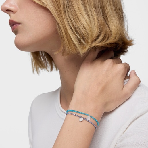 سوار مرن مُرصّع بالإيوليت وقلب من الفضة من تشكيلة TOUS Motifs