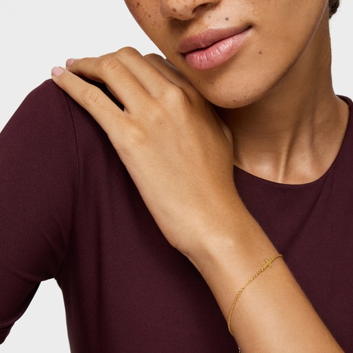 Chain Bracelet with cross and 18kt gold plating over silver TOUS Motifs