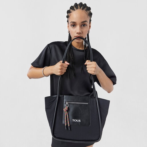 Capazo mediano negro TOUS Empire Cotton