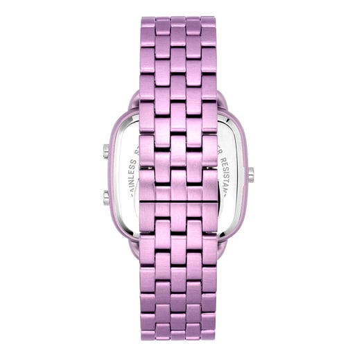 Reloj digital con brazalete de aluminio en color malva D-Logo