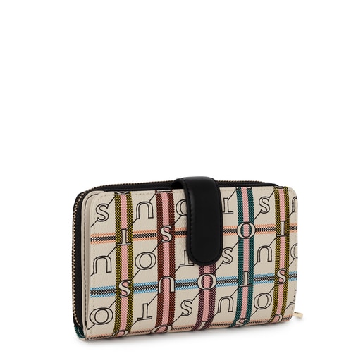 Portefeuille TOUS Crossroad moyen beige et noir