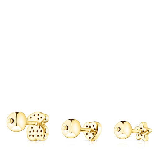Pack of silver vermeil TOUS Basics ear Piercings with spinel