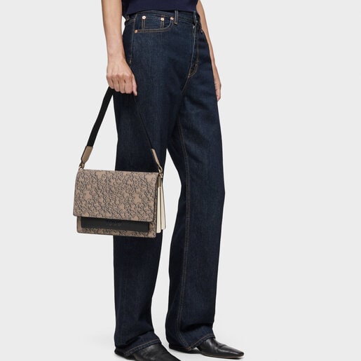 תיק צד Audree מסדרת Kaos Mini Evolution New‏ בגודל בינוני בצבע חום אפרפר