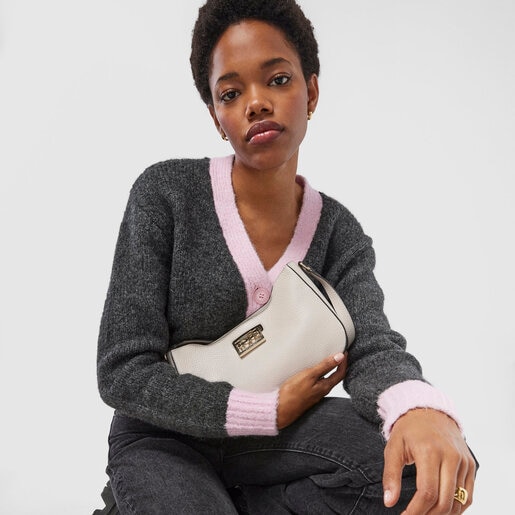 Бежевая кожаная сумка-багет TOUS Legacy