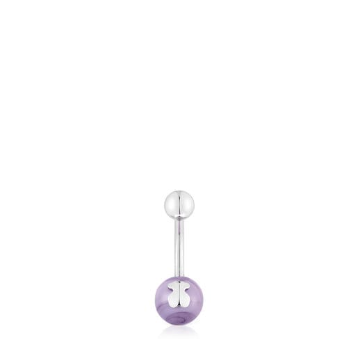 Steel and lilac-colored Murano glass Navel piercing Icon Glass