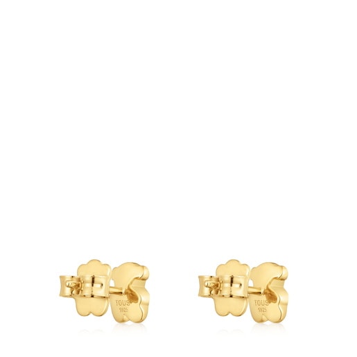 Earrings with bear and 18kt gold plating over silver Icon Metal