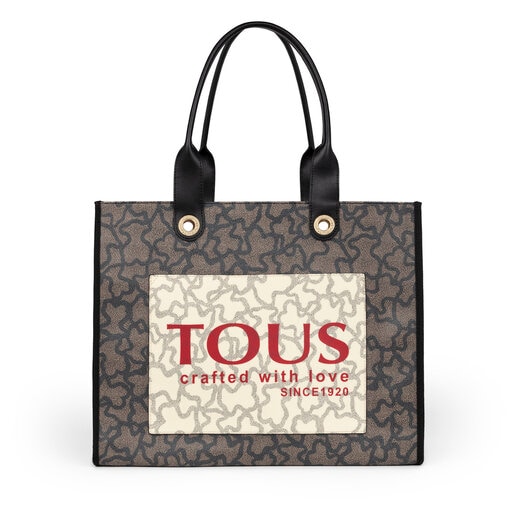 Bolso shopper grande Tous Amaya Kaos Shock en negro con troquelado de logos