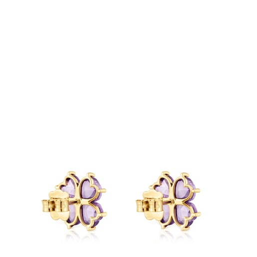 Gold Earrings with amethyst Daisy