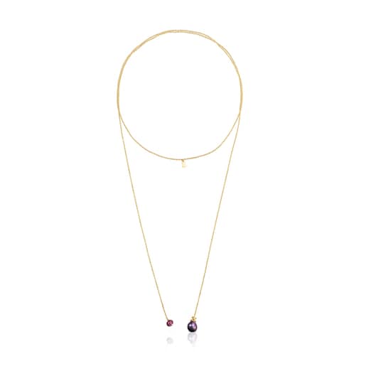 Silver vermeil Teddy Bear Gems open Necklace with pearl and ruby | TOUS