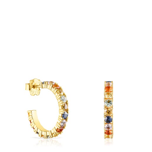 Boucles d’oreilles anneau Glaring en Argent Vermeil avec Saphirs multicolores