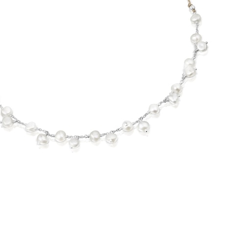 Stříbrný náhrdelník s perlami TOUS Icon Pearl