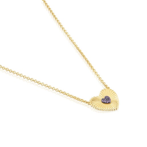 Collana in argento vermeil con cuore in rodolite Iris Motif