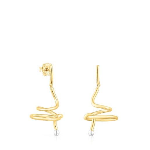 Pendientes espiral con baño de oro 18 kt sobre plata y plata St. Tropez