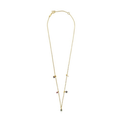 Collier TOUS New Motif en argent vermeil, pierres précieuses et perle