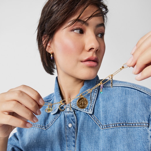 Браслет TOUS Good Vibes со скрепками из вермеля с драгоценными камнями
