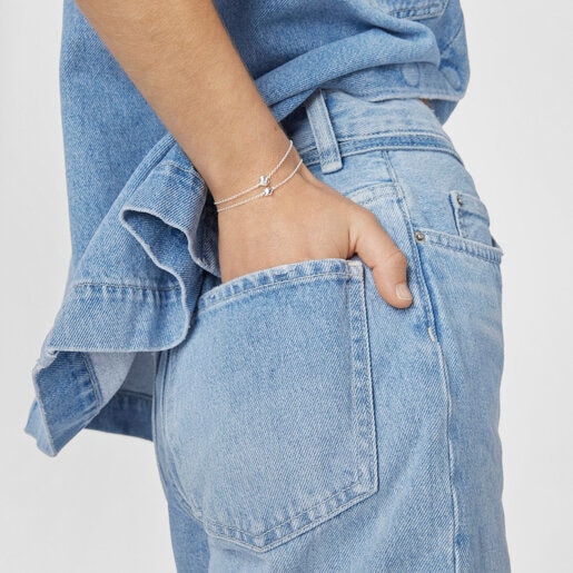 طقم اساور  Mini Icon فضية على شكل زهرة القلب