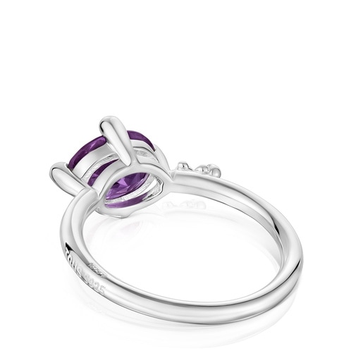 Bague en argent et saphir lilas créé en laboratoire petite TOUS Color Lab