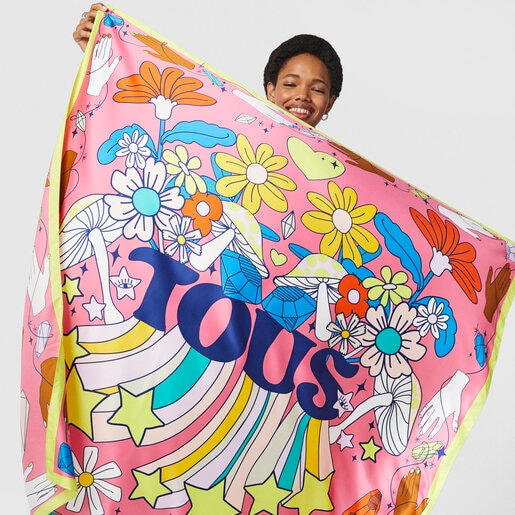 צעיף TOUS Magic Flowers ורוד