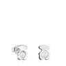 Small silver 10 mm bear Earrings with cultured pearls I-Bear