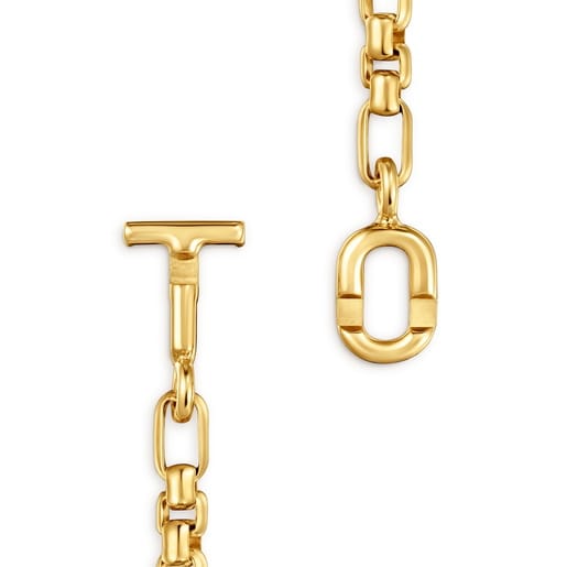 Pulsera cadena cuadrada con baño de oro 18 kt sobre plata TOUS MANIFESTO