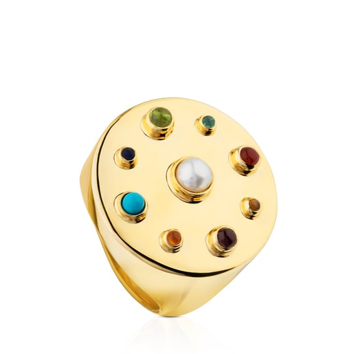 Pulsera de perlas y oro con gemas Super Power