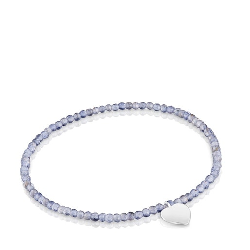 Pulsera elástica con iolitas y corazón de plata TOUS Motivos