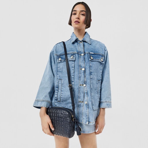 ショルダーバッグ  Sherton     牛革 ネイビー