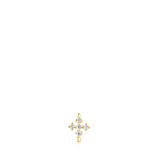 TOUS Small gold Cross hoop earring with diamonds Les Classiques | Westland  Mall