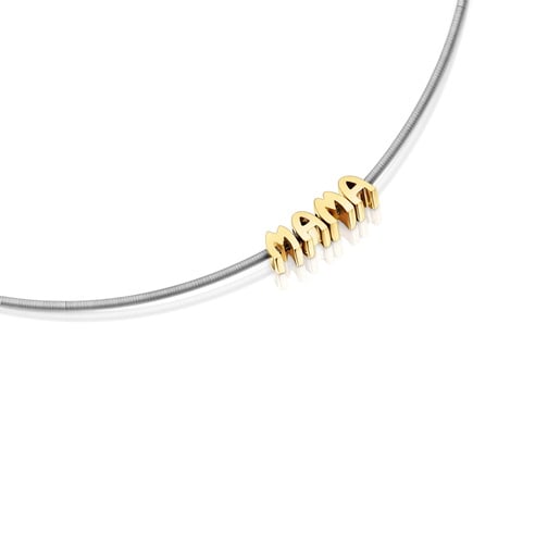 Collana corta in acciaio e argento placcato oro 18 kt TOUS Mama