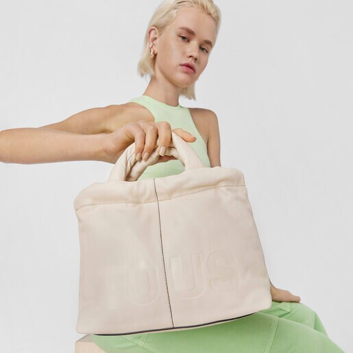 Saca mediana beige de piel TOUS Cloud