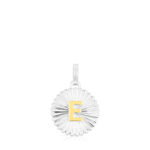 Pendentif médaille lettre E TOUS Alphabet argent et argent vermeil