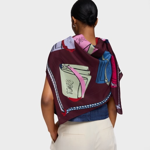 Burgundy-colored square Scarf TOUS Audree