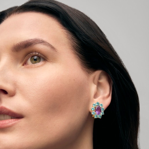 Aretes de oro con amatista y apatito TOUS ATELIER