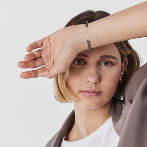 シルエットをあしらったダークシルバーブレスレット TOUS Bear Row