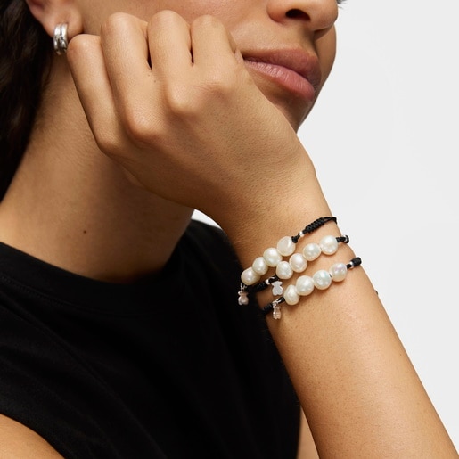 سوار TOUS Pearls الفضي مع شكل دب