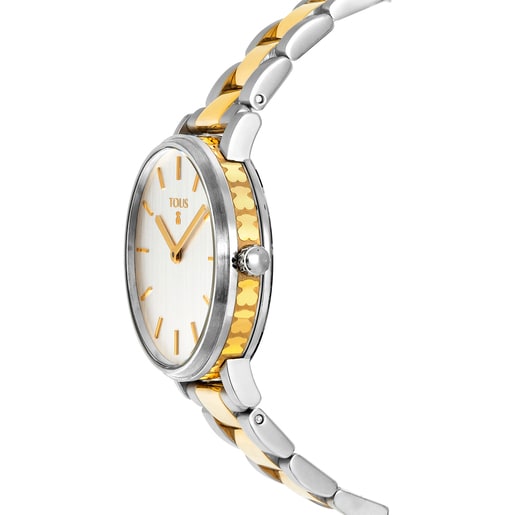 Reloj analógico Rond Straight bicolor de IP dorado/acero